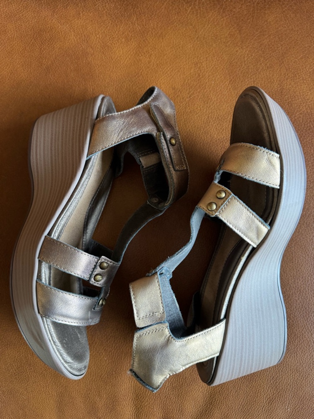 Naot Metallic Gold Platform Sandals